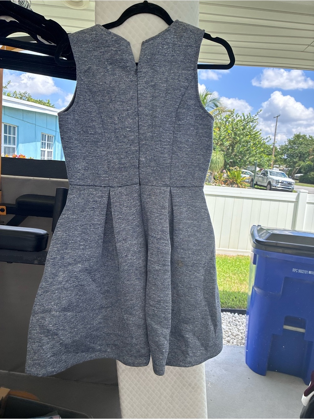 buttons Girls' Heather Blue-Gray Pleated Sleeveless Dress